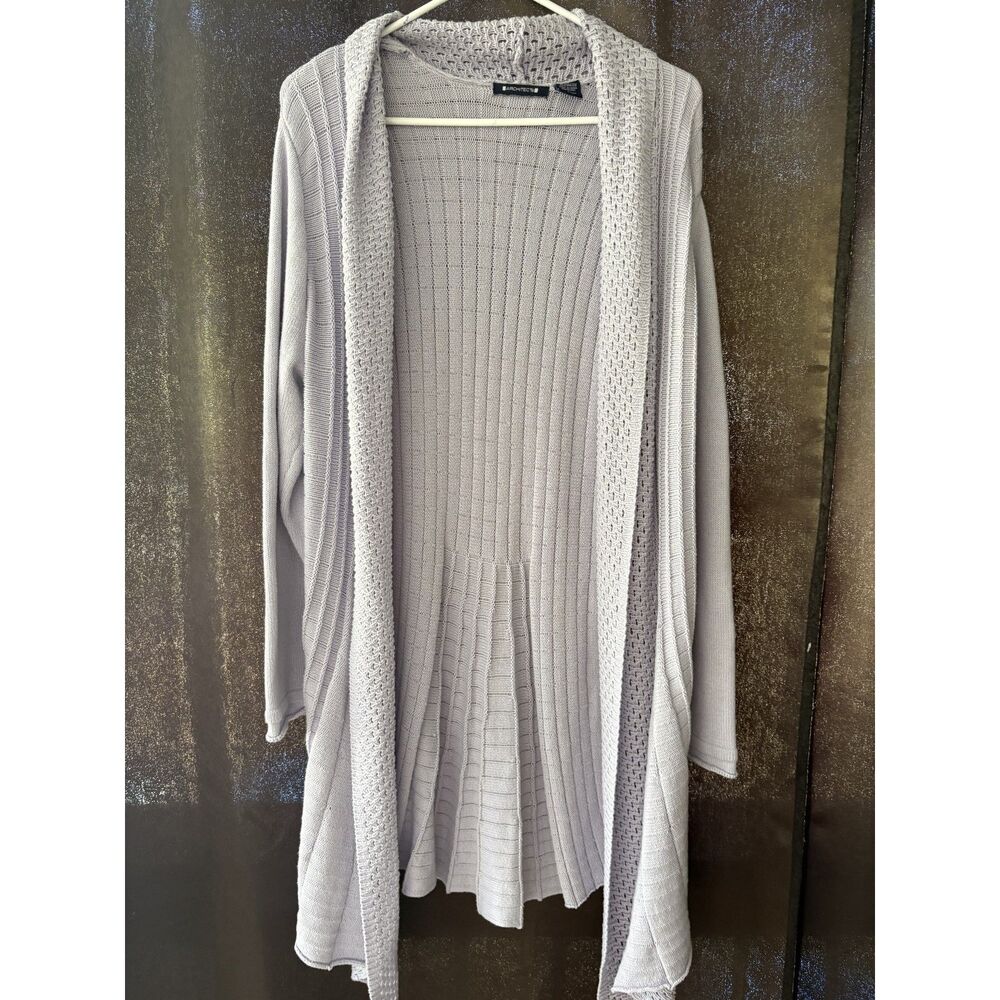 Architects Beige Textured Knit Long Cardigan Size L – Boho Chic Cozy Layering